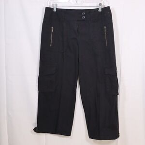 Cabi Cargo Capris 6 Black Womens Ripstop Utility Cropped Pants